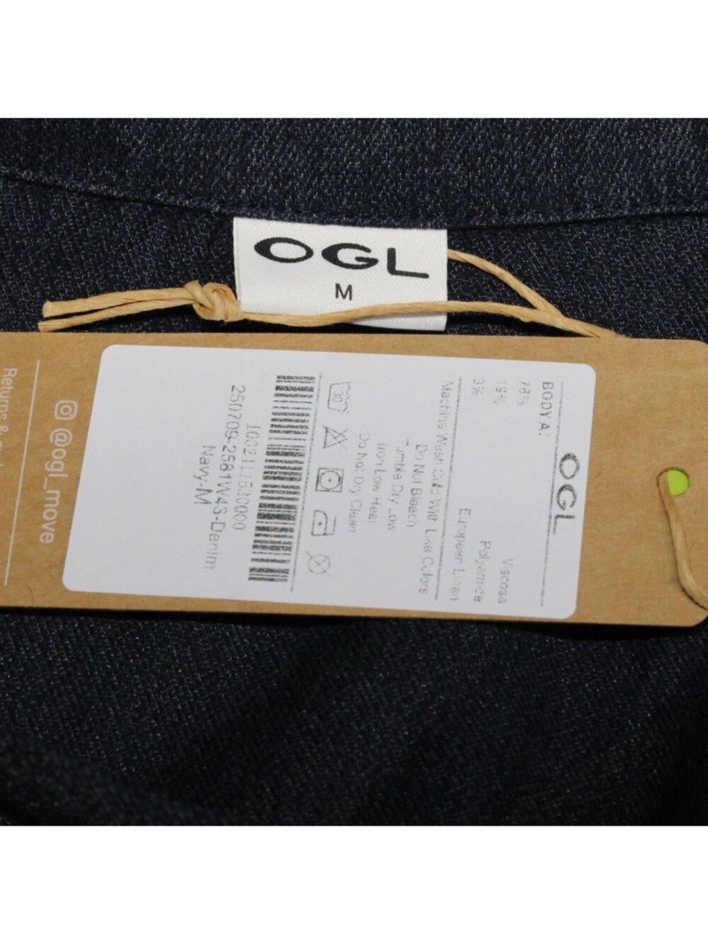 OGL Move Viscose-Linen Collared V-neck Midi Dress Drawstring Denim Navy Medium - Picture 7 of 7
